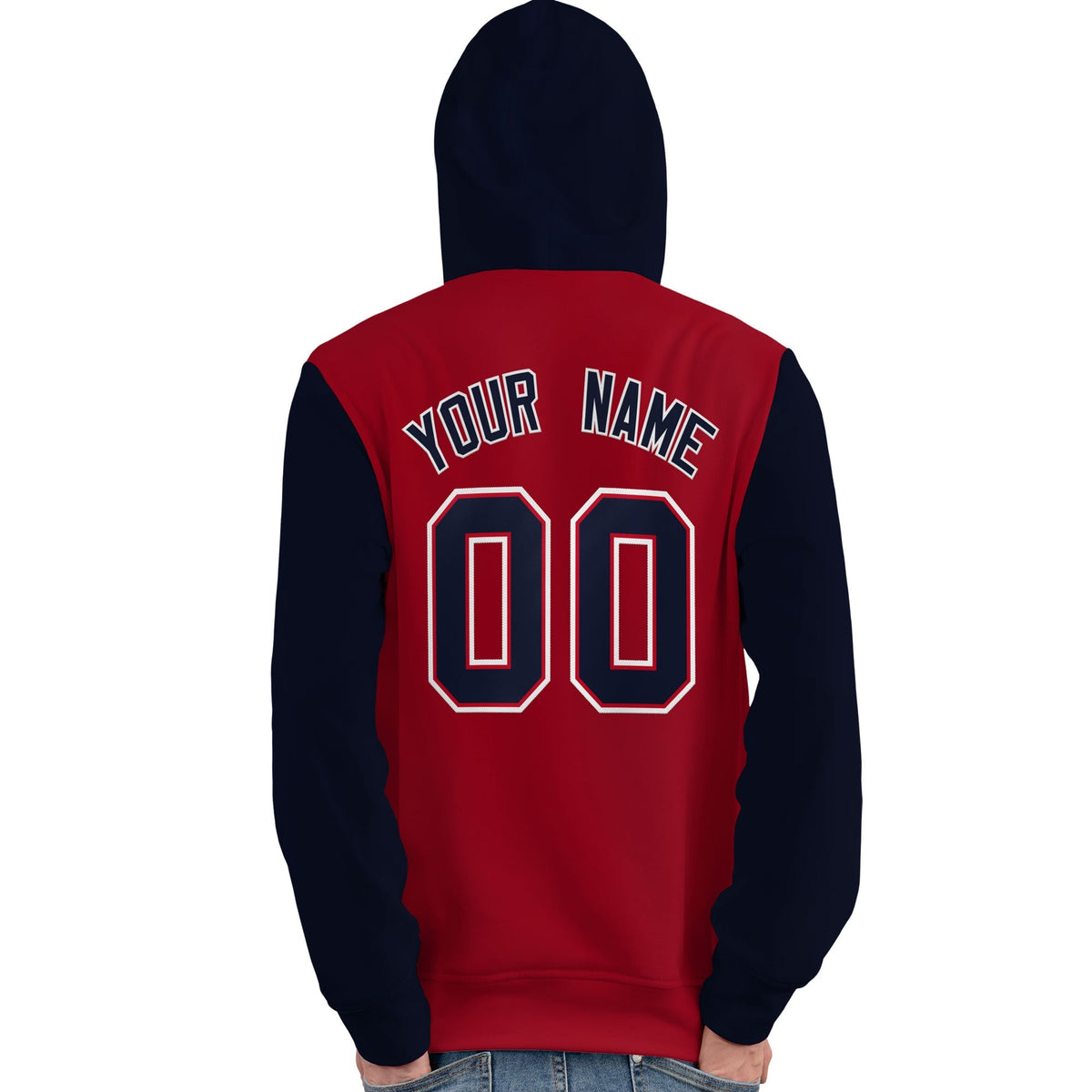 Custom Red Navy-White Raglan Sleeves Pullover Personalized Team Sweatshirt Hoodie| KXKSHOP