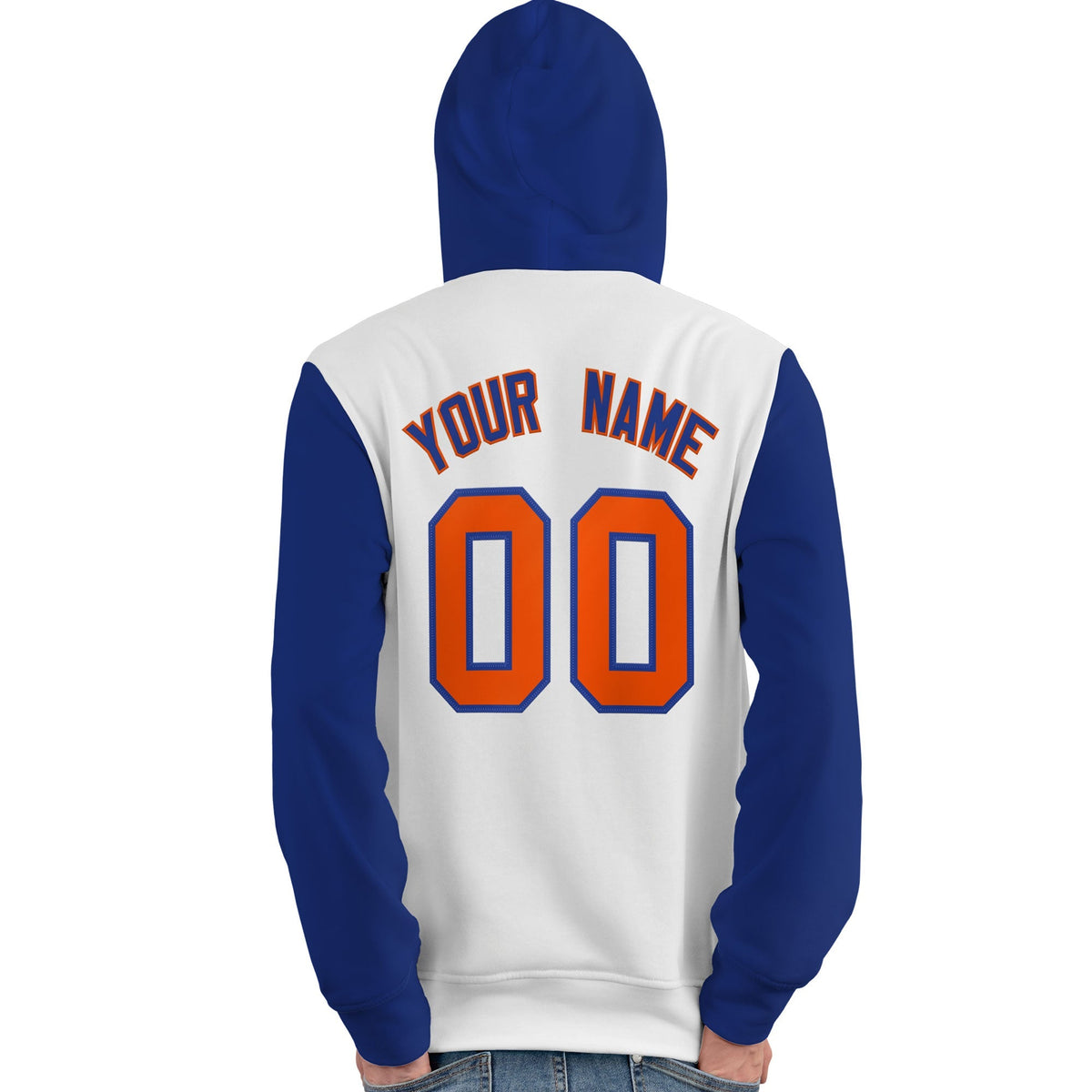 Custom White Royal-Orange Raglan Sleeves Pullover Personalized Team Sweatshirt Hoodie| KXKSHOP