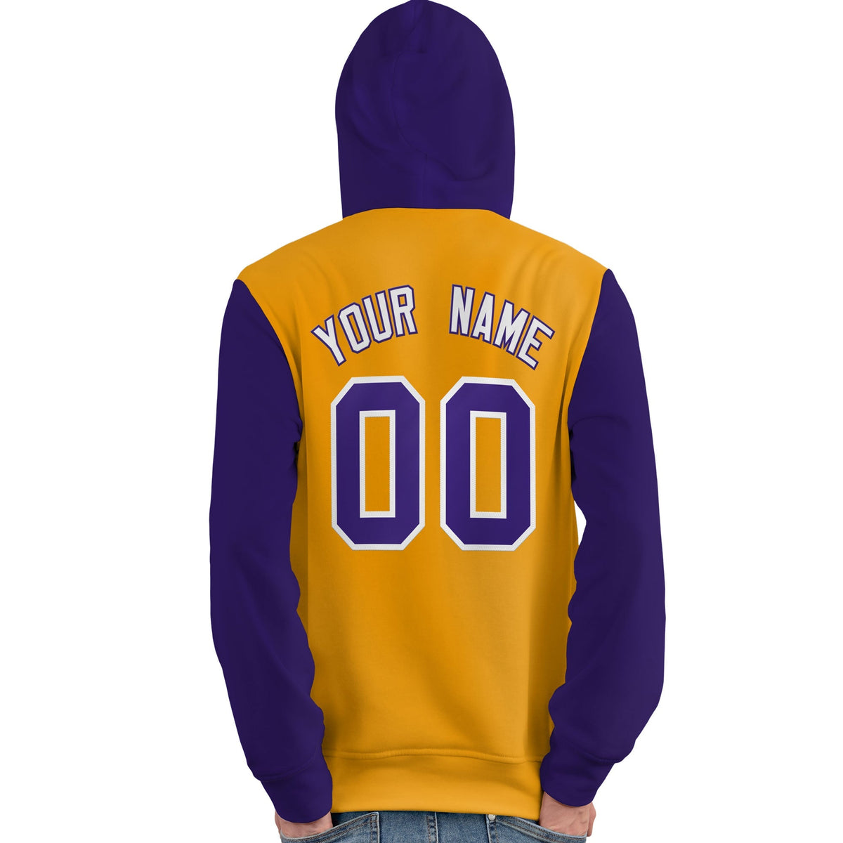 Custom Gold Purple-White Raglan Sleeves Pullover Personalized Team Sweatshirt Hoodie| KXKSHOP