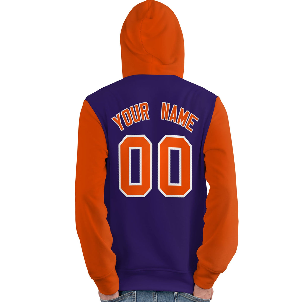 Custom Purple Orange-White Raglan Sleeves Pullover Personalized Team Sweatshirt Hoodie| KXKSHOP
