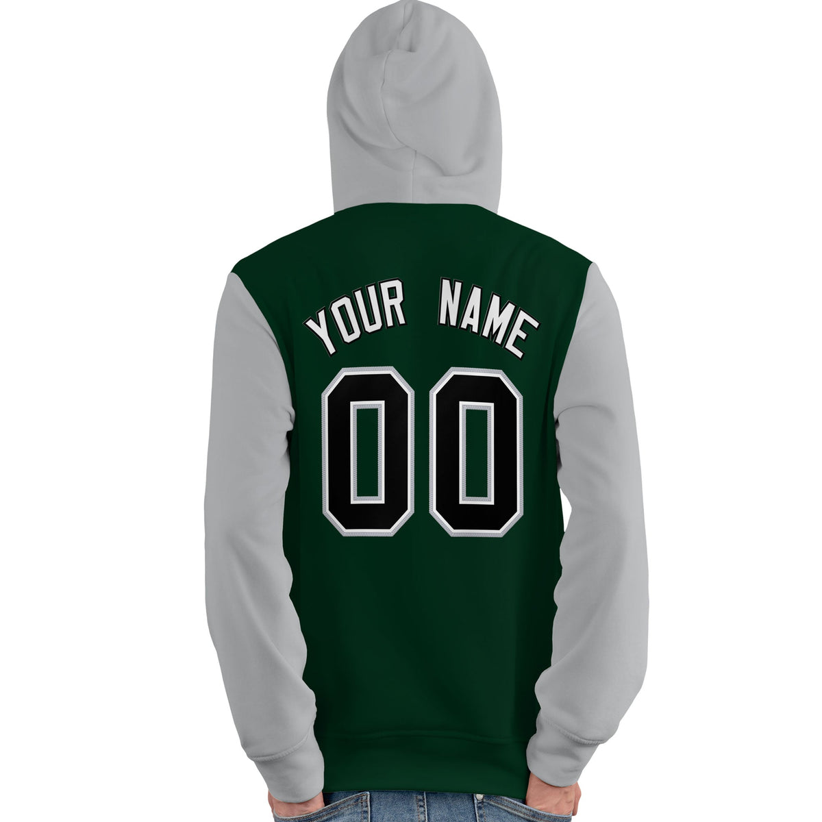 Custom Green Black-Gray Raglan Sleeves Pullover Personalized Team Sweatshirt Hoodie| KXKSHOP