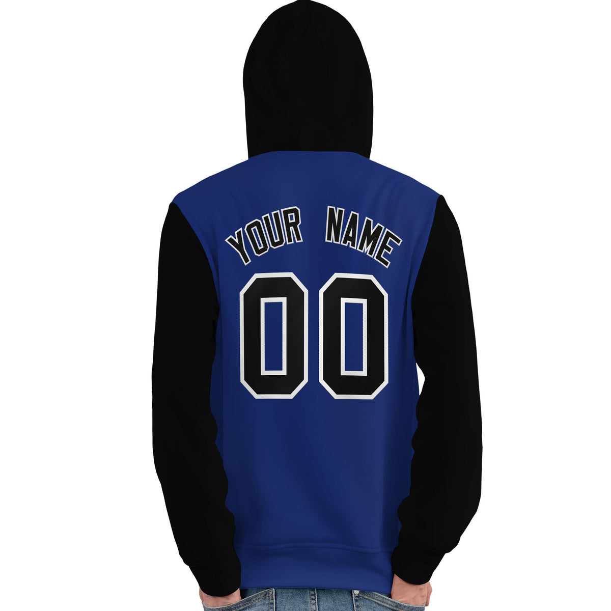 Custom Royal Black-White Raglan Sleeves Pullover Personalized Team Sweatshirt Hoodie| KXKSHOP