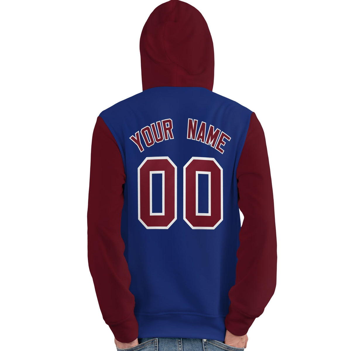 Custom Royal Crimson-White Raglan Sleeves Pullover Personalized Team Sweatshirt Hoodie| KXKSHOP