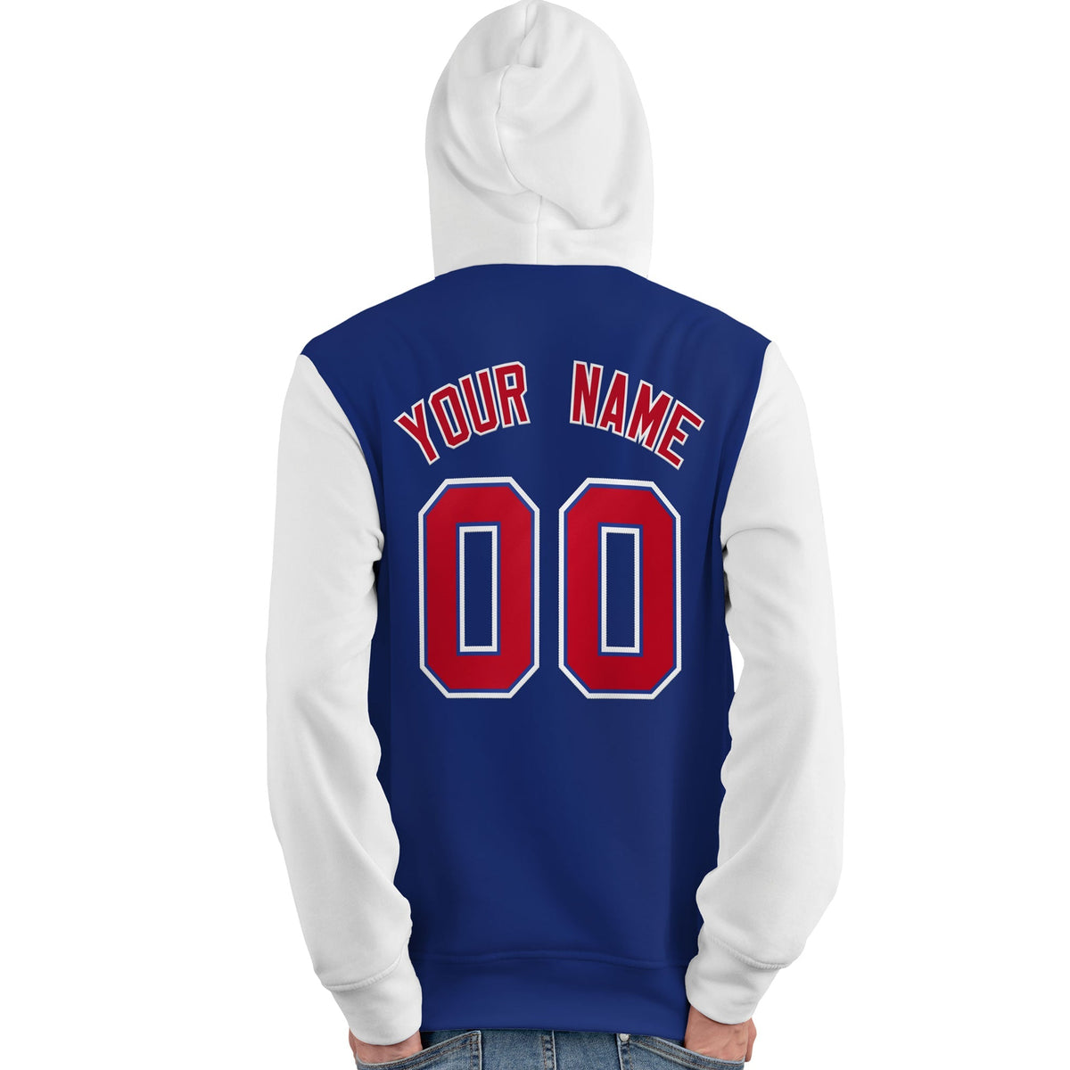 Custom Royal Red-White Raglan Sleeves Pullover Personalized Team Sweatshirt Hoodie| KXKSHOP
