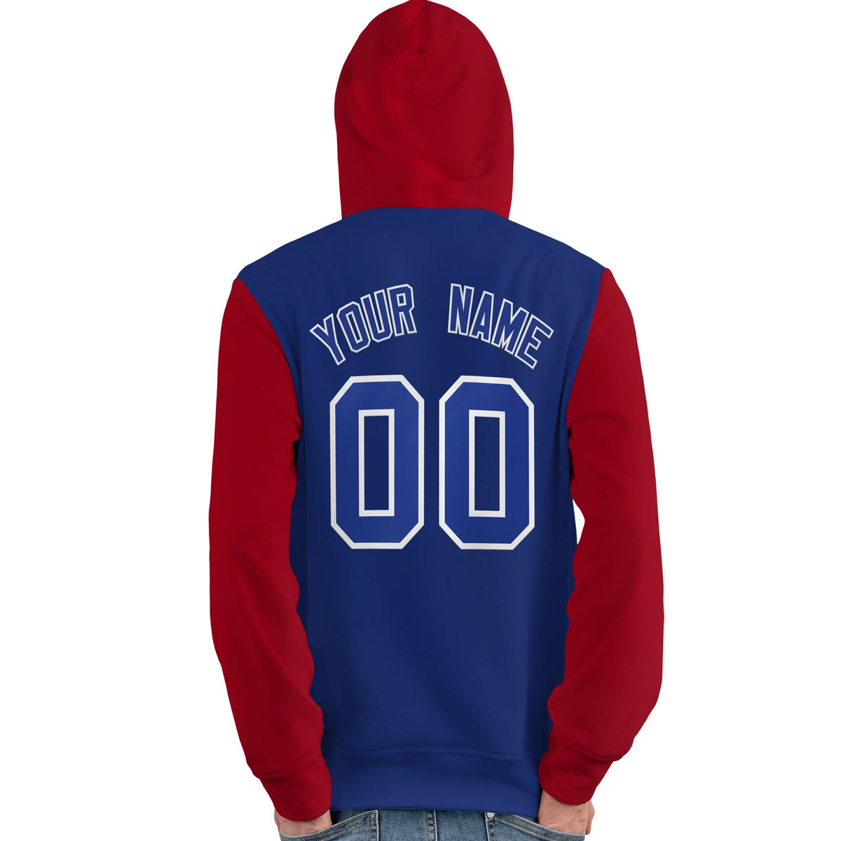 Custom Royal White-Red Raglan Sleeves Pullover Personalized Team Sweatshirt Hoodie| KXKSHOP