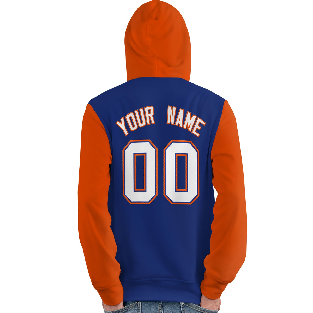 Custom Royal White-Orange Raglan Sleeves Pullover Personalized Team Sweatshirt Hoodie| KXKSHOP