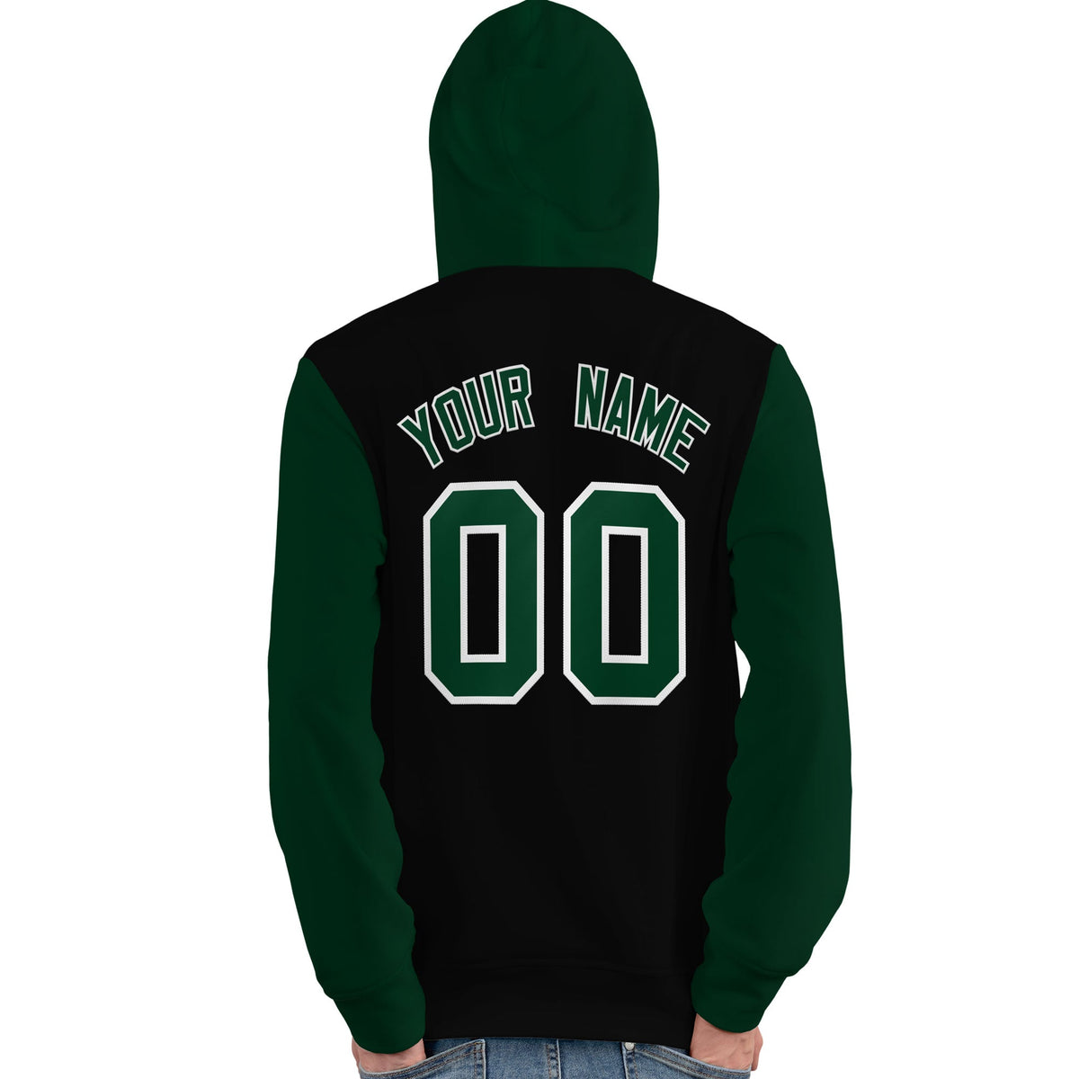 Custom Black Green-White Raglan Sleeves Pullover Personalized Team Sweatshirt Hoodie| KXKSHOP