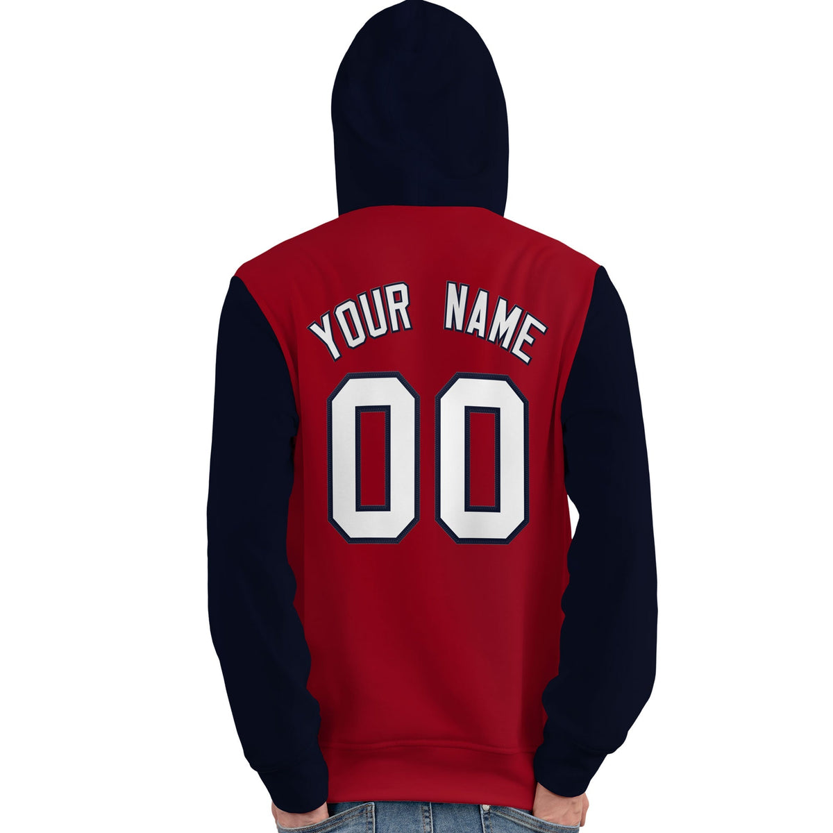 Custom Red White-Navy Raglan Sleeves Pullover Personalized Team Sweatshirt Hoodie| KXKSHOP