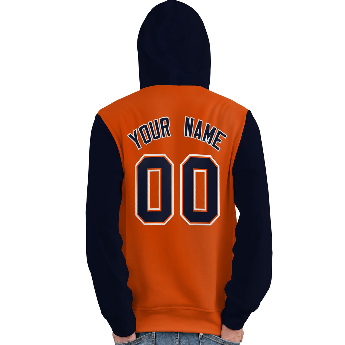 Custom Orange Navy-White Raglan Sleeves Pullover Personalized Team Sweatshirt Hoodie| KXKSHOP