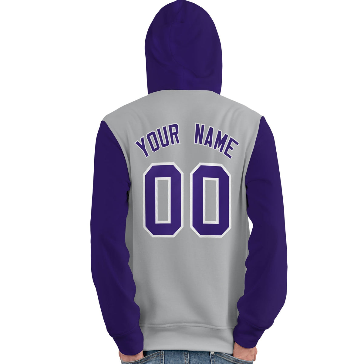 Custom Gray Purple-White Raglan Sleeves Pullover Personalized Team Sweatshirt Hoodie| KXKSHOP