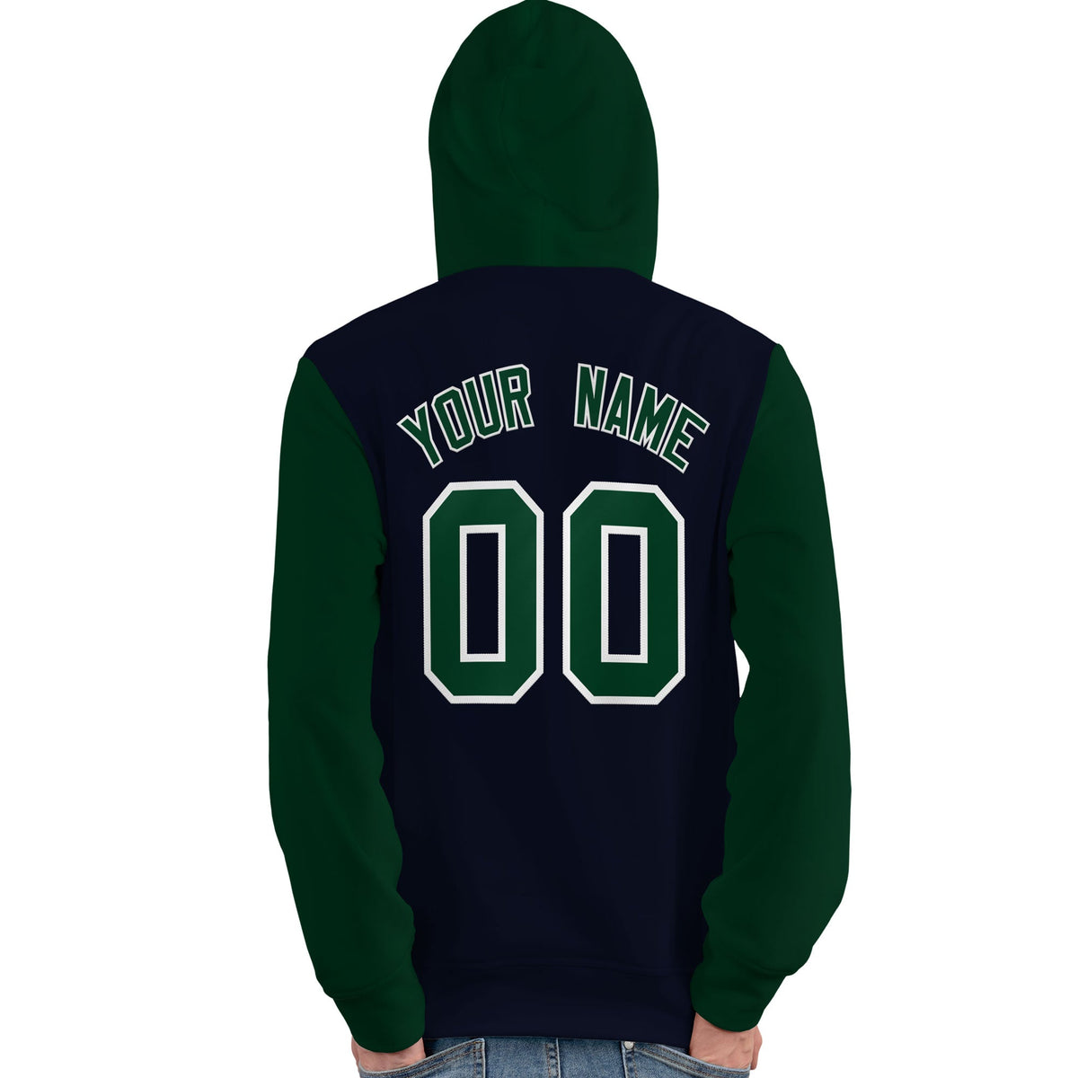 Custom Navy Green-White Raglan Sleeves Pullover Personalized Team Sweatshirt Hoodie| KXKSHOP