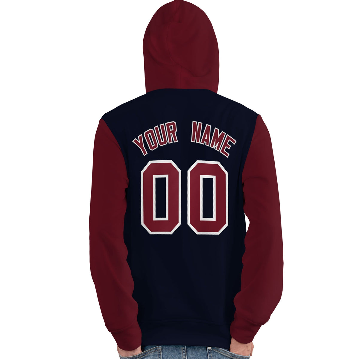 Custom Navy Crimson-White Raglan Sleeves Pullover Personalized Team Sweatshirt Hoodie| KXKSHOP