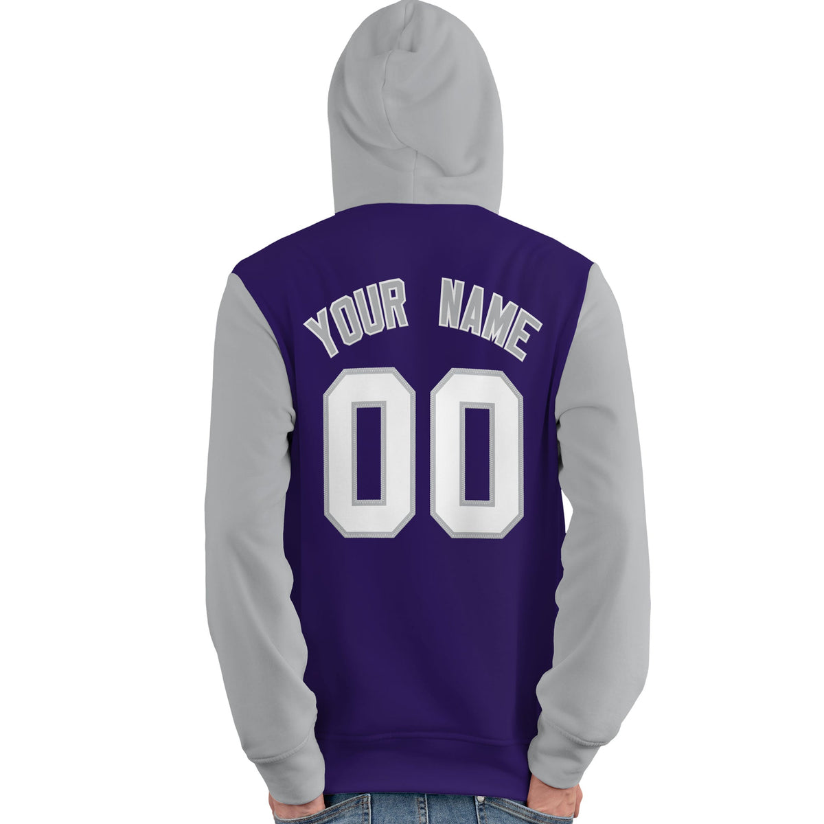 Custom Purple White-Gray Raglan Sleeves Pullover Personalized Team Sweatshirt Hoodie| KXKSHOP