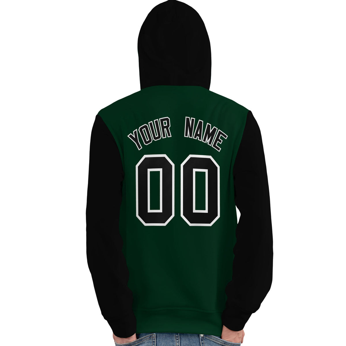 Custom Green Black-White Raglan Sleeves Pullover Personalized Team Sweatshirt Hoodie| KXKSHOP