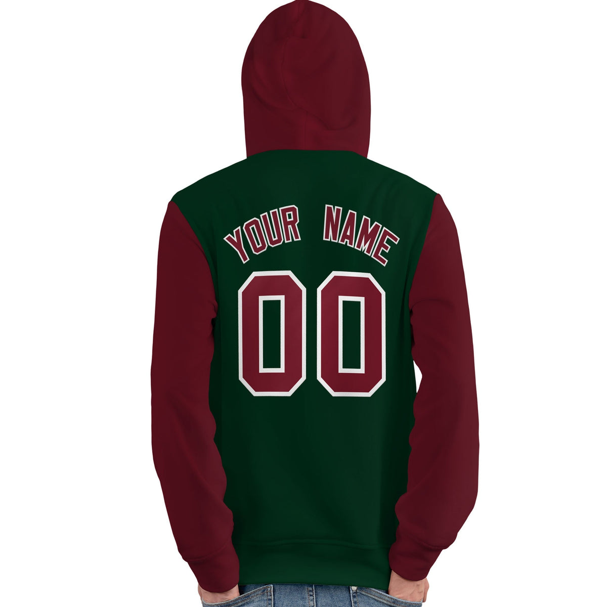 Custom Green Crimson-White Raglan Sleeves Pullover Personalized Team Sweatshirt Hoodie| KXKSHOP