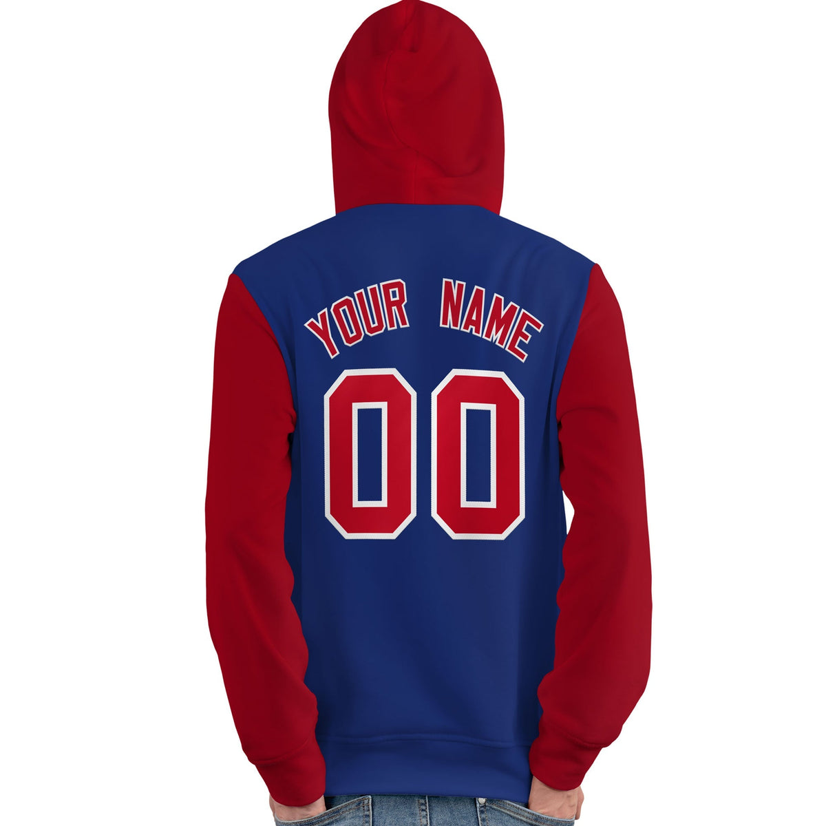 Custom Royal Red-White Raglan Sleeves Pullover Personalized Team Sweatshirt Hoodie| KXKSHOP
