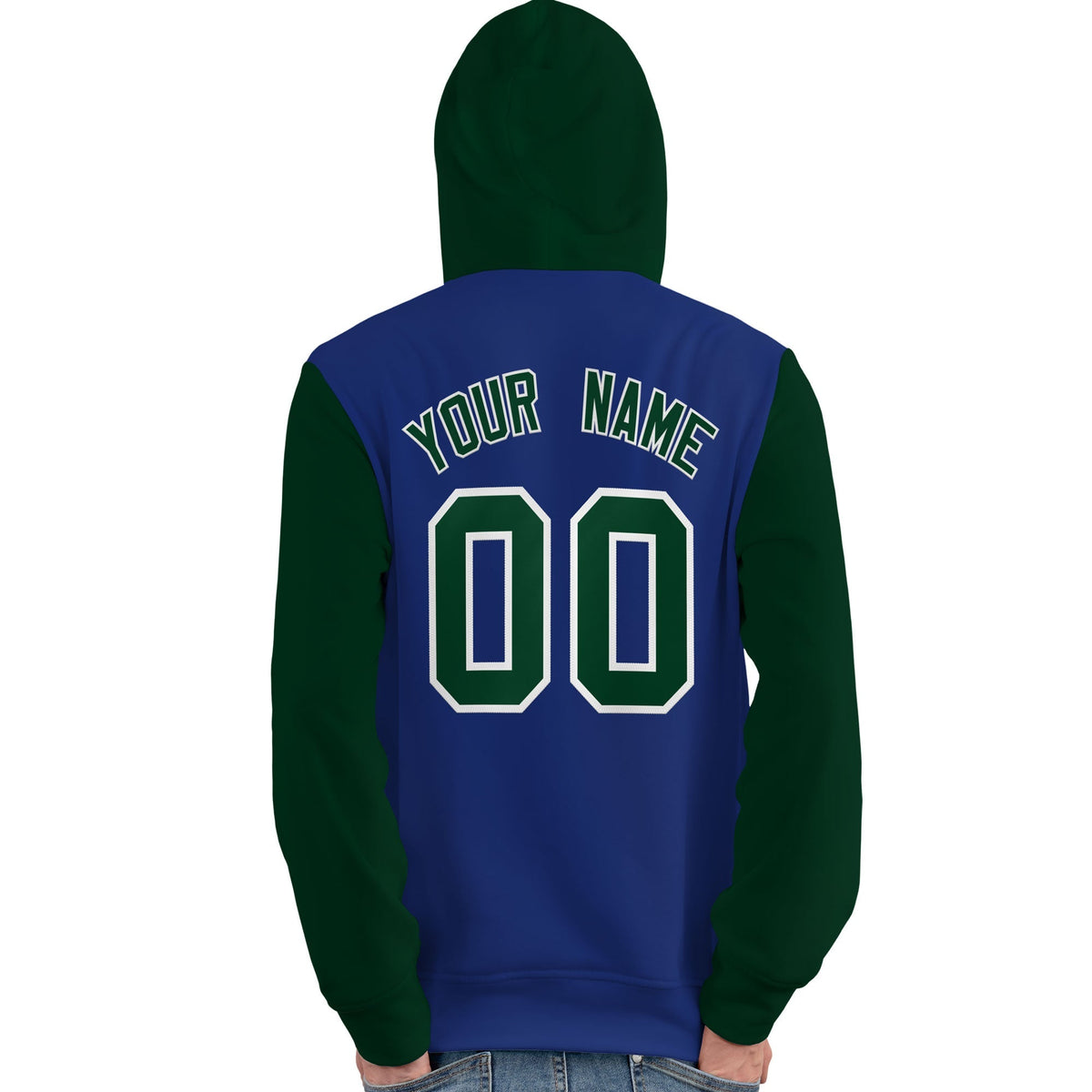 Custom Royal Green-White Raglan Sleeves Pullover Personalized Team Sweatshirt Hoodie| KXKSHOP