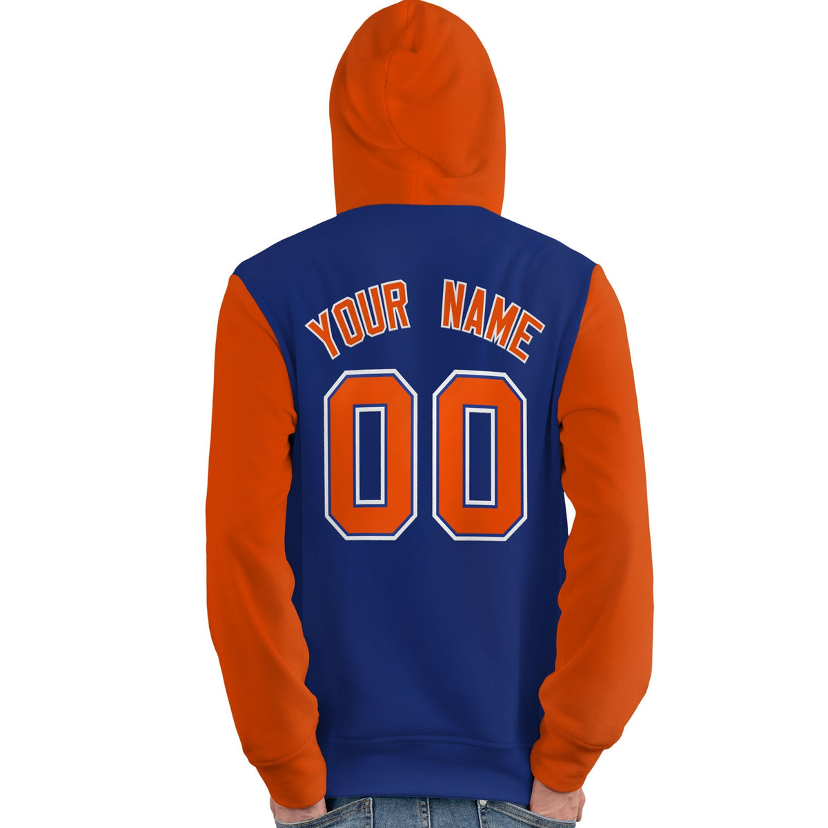 Custom Royal Orange-White Raglan Sleeves Pullover Personalized Team Sweatshirt Hoodie| KXKSHOP