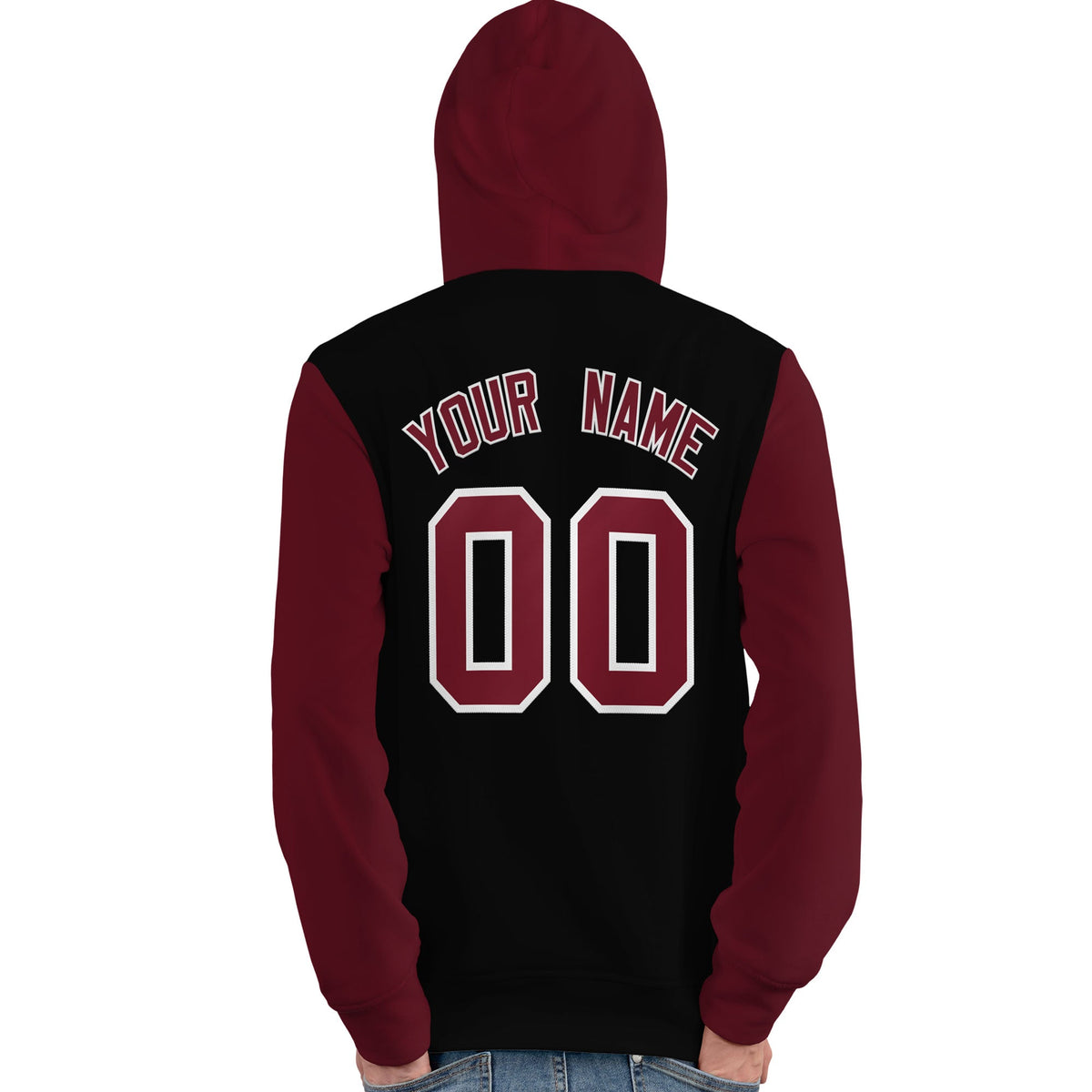 Custom Black Crimson-White Raglan Sleeves Pullover Personalized Team Sweatshirt Hoodie| KXKSHOP