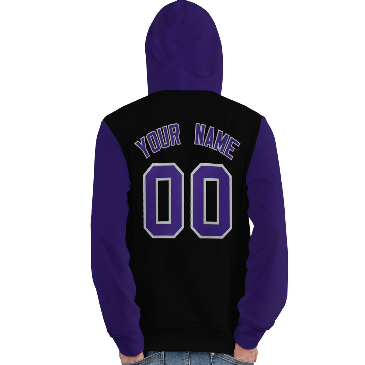 Custom Black Purple-Gray Raglan Sleeves Pullover Personalized Team Sweatshirt Hoodie| KXKSHOP