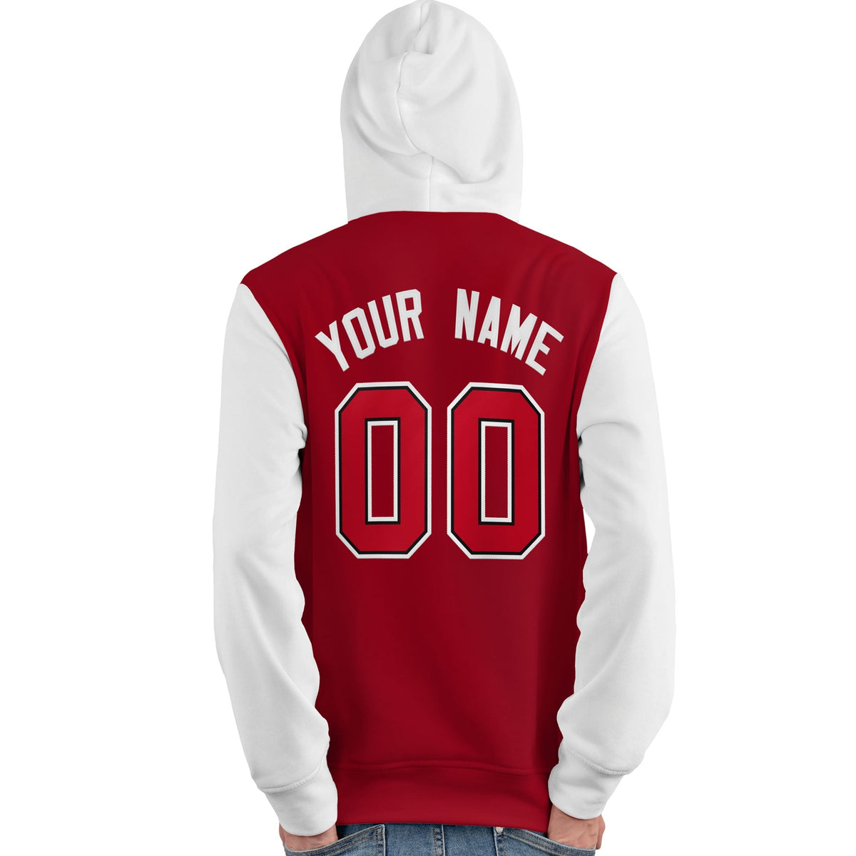 Custom Red Black-White Raglan Sleeves Pullover Personalized Team Sweatshirt Hoodie| KXKSHOP