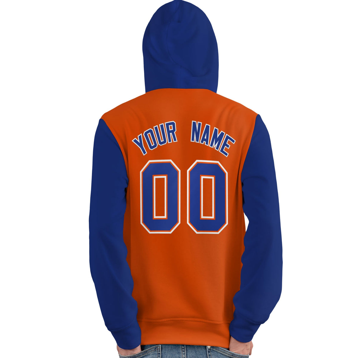 Custom Orange Royal-White Raglan Sleeves Pullover Personalized Team Sweatshirt Hoodie| KXKSHOP