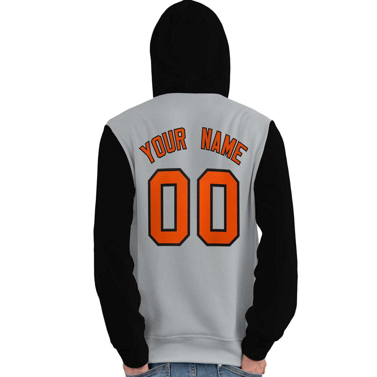 Custom Gray Orange-Black Raglan Sleeves Pullover Personalized Team Sweatshirt Hoodie| KXKSHOP