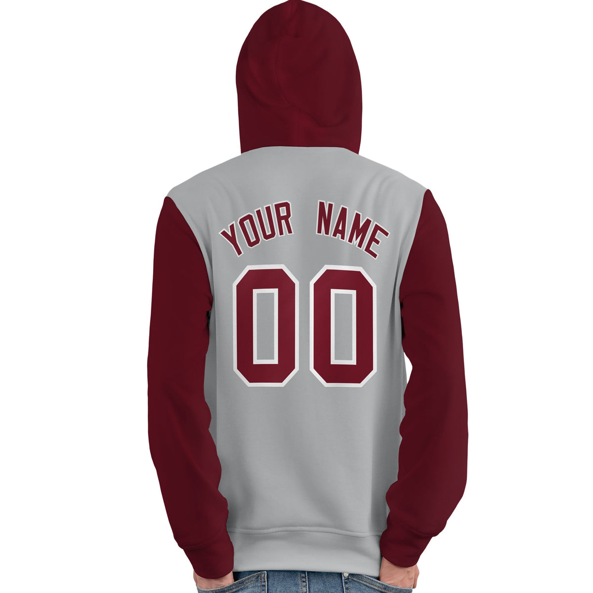 Custom Gray Crimson-White Raglan Sleeves Pullover Personalized Team Sweatshirt Hoodie| KXKSHOP