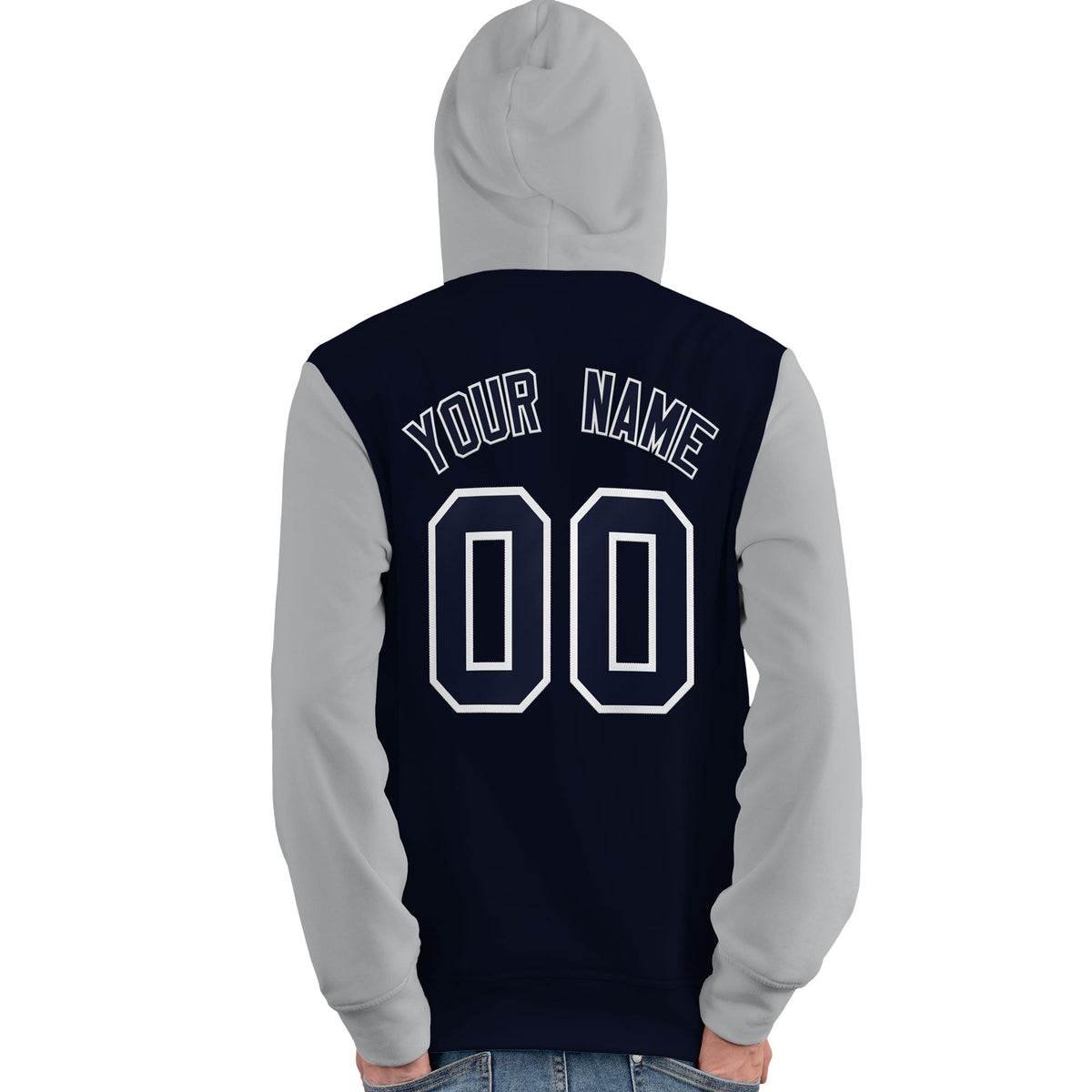 Custom Navy White-Gray Raglan Sleeves Pullover Personalized Team Sweatshirt Hoodie| KXKSHOP