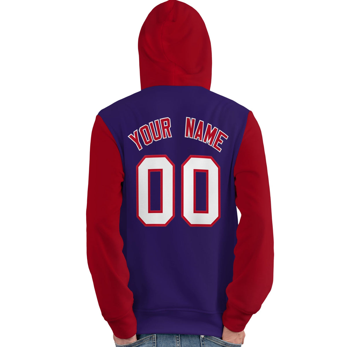 Custom Purple White-Red Raglan Sleeves Pullover Personalized Team Sweatshirt Hoodie| KXKSHOP