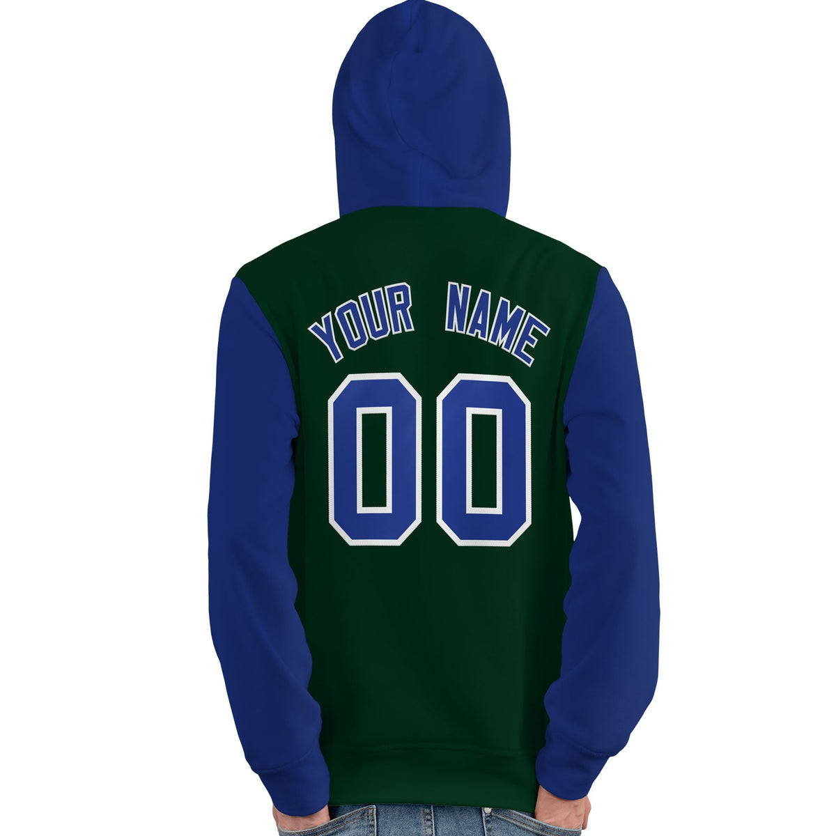 Custom Green Royal-White Raglan Sleeves Pullover Personalized Team Sweatshirt Hoodie| KXKSHOP