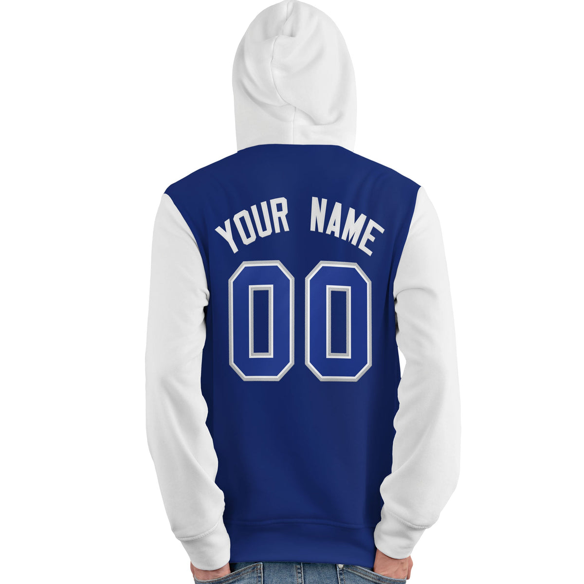 Custom Royal White-Gray Raglan Sleeves Pullover Personalized Team Sweatshirt Hoodie| KXKSHOP