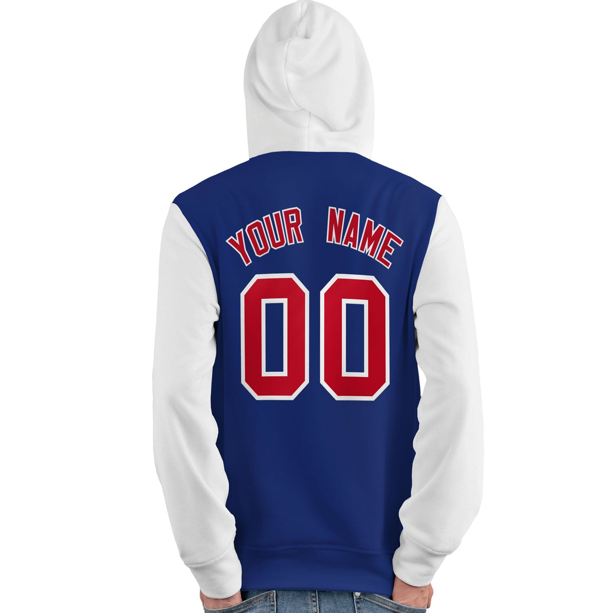 Custom Royal Red-White Raglan Sleeves Pullover Personalized Team Sweatshirt Hoodie| KXKSHOP