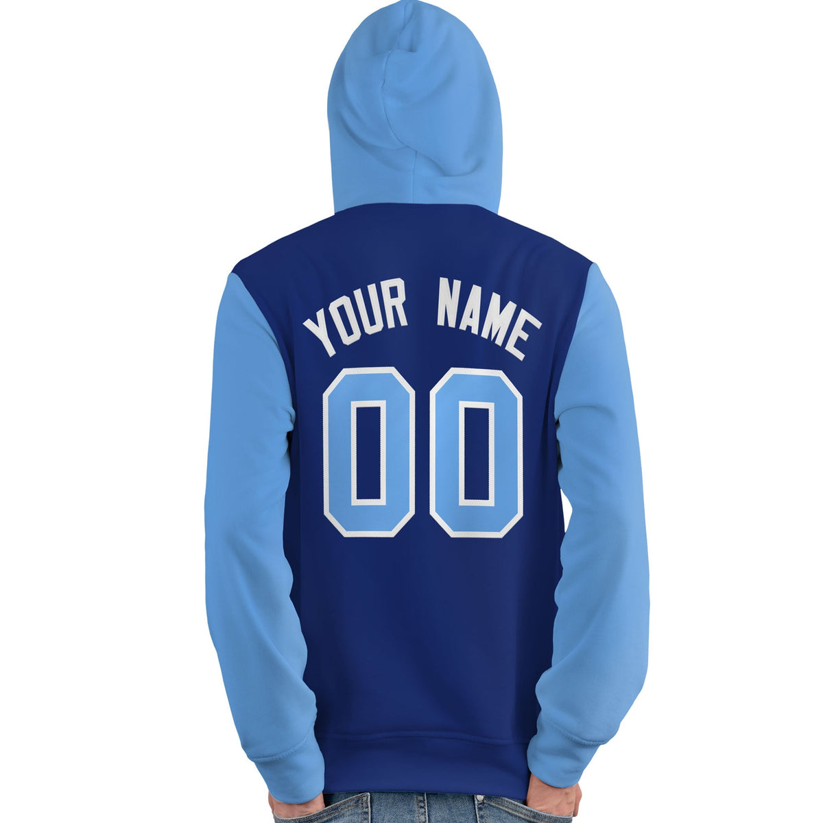 Custom Royal Light Blue-White Raglan Sleeves Pullover Personalized Team Sweatshirt Hoodie| KXKSHOP