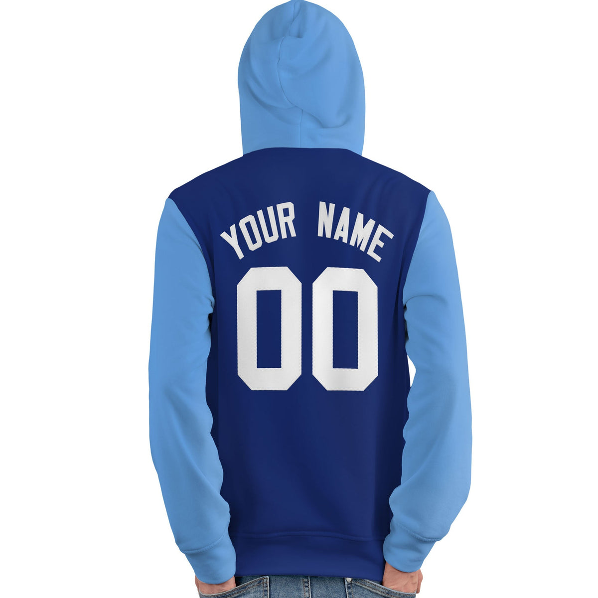 Custom Royal White-Light Blue Raglan Sleeves Pullover Personalized Team Sweatshirt Hoodie| KXKSHOP