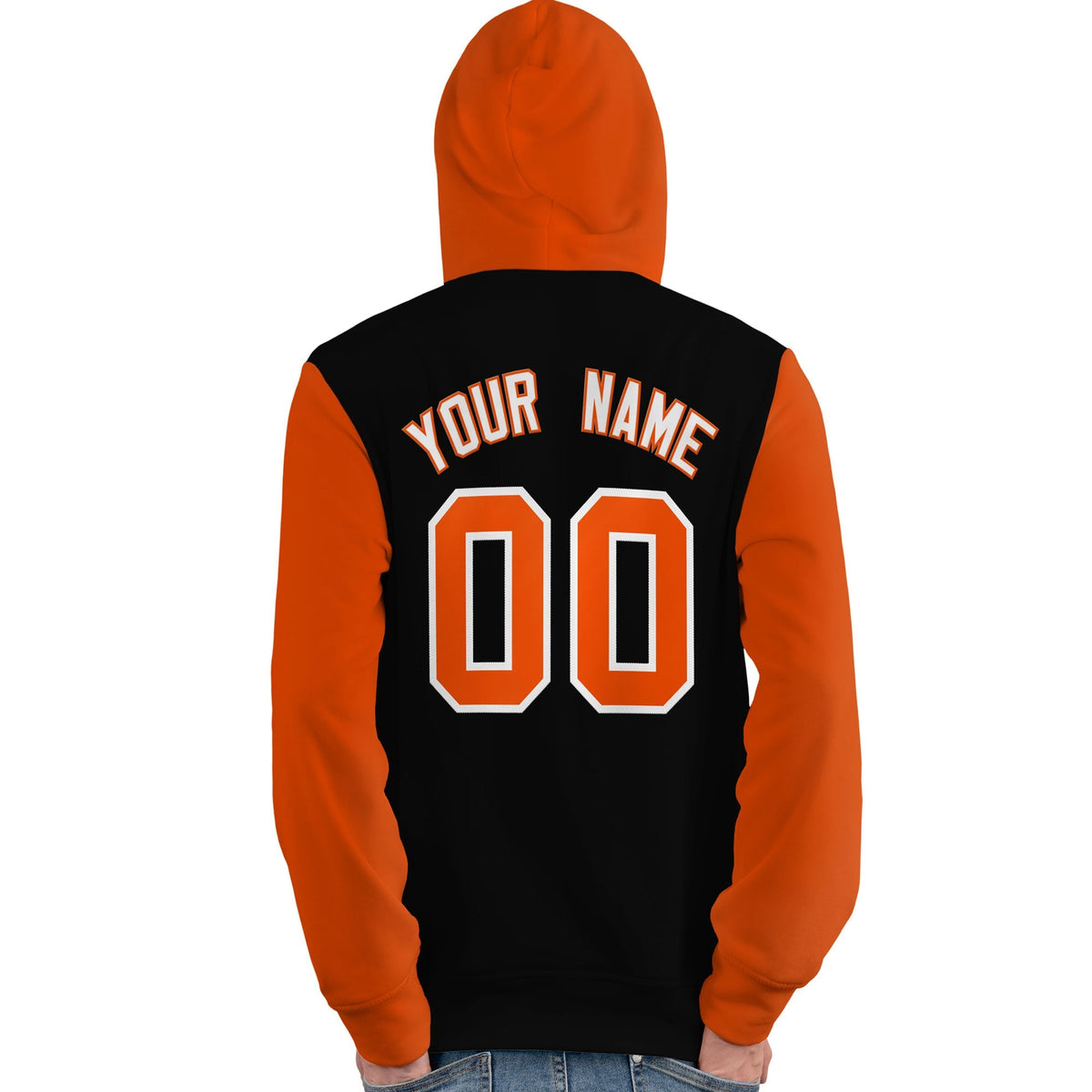 Custom Black Orange-White Raglan Sleeves Pullover Personalized Team Sweatshirt Hoodie| KXKSHOP