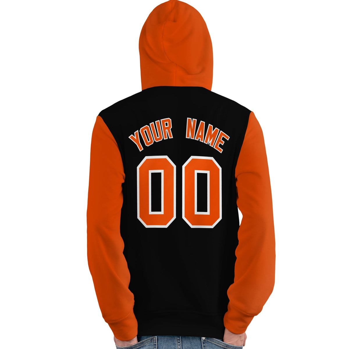 Custom Black Orange-White Raglan Sleeves Pullover Personalized Team Sweatshirt Hoodie| KXKSHOP