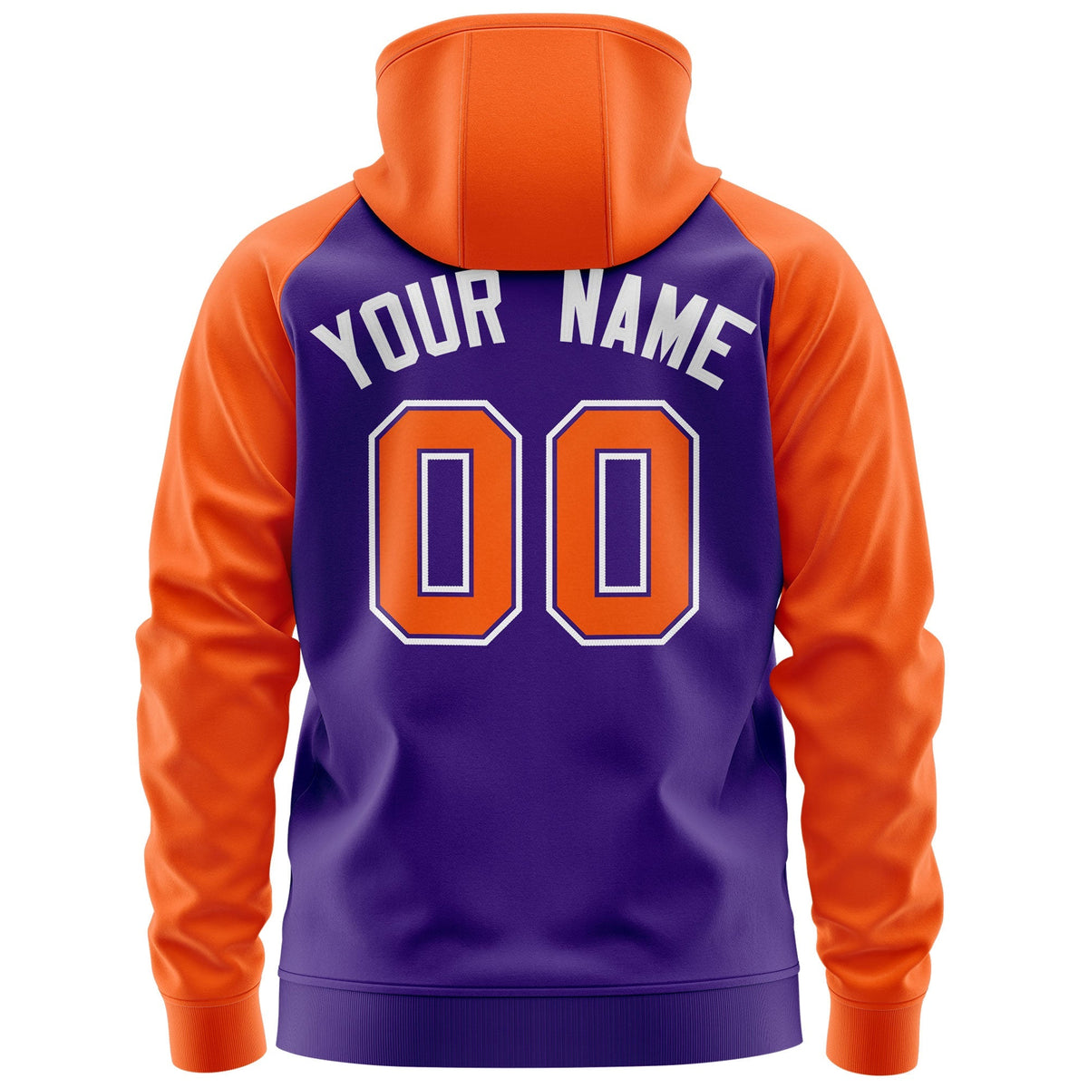 Custom Stitched Purple Orange Raglan Sleeves Sports Full-Zip Sweatshirt Hoodie| KXKSHOP