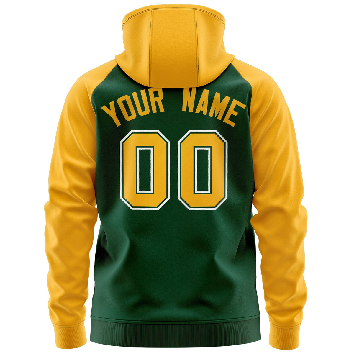 Custom Stitched Green Gold-White Raglan Sleeves Sports Full-Zip Sweatshirt Hoodie| KXKSHOP