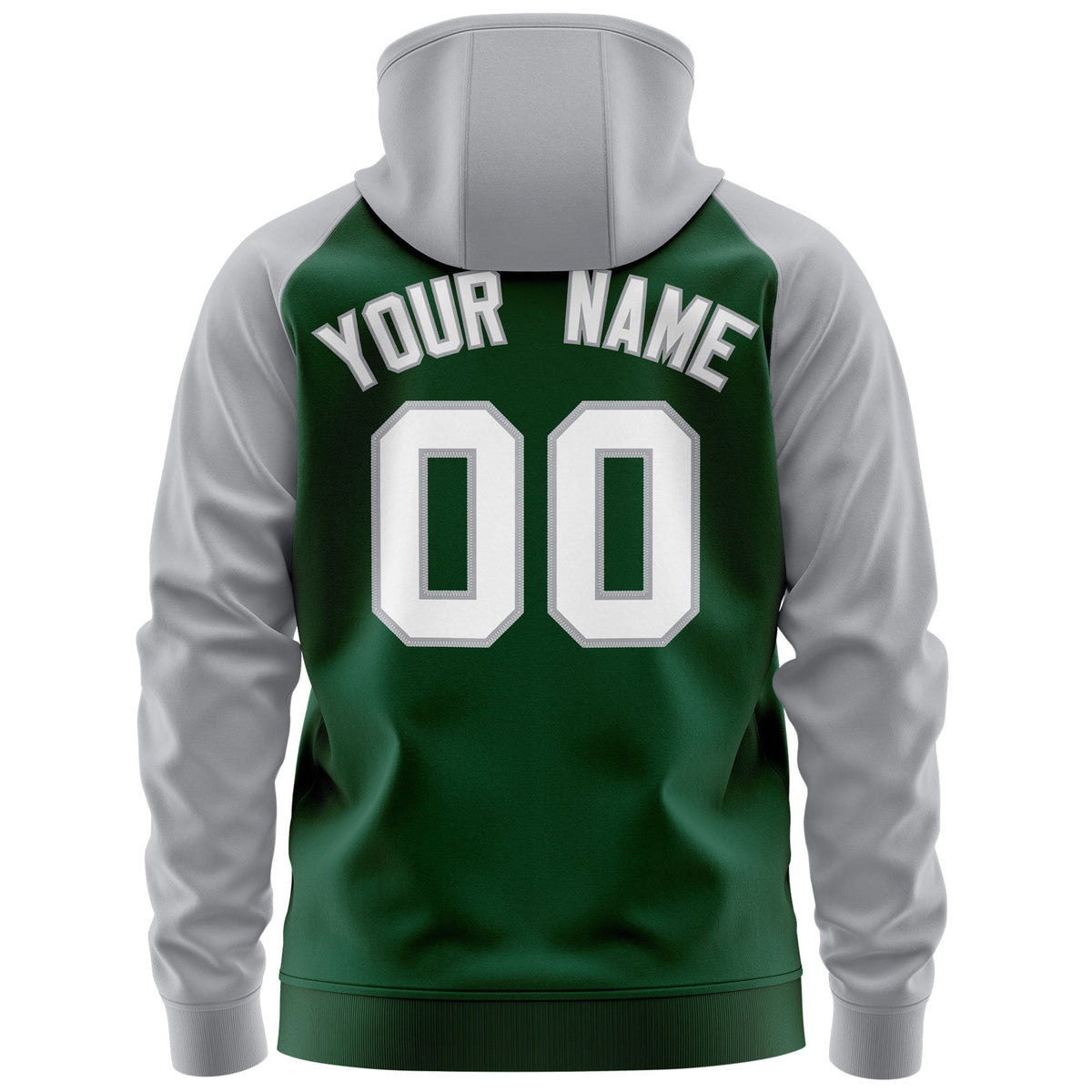 Custom Stitched Green White-Gray Raglan Sleeves Sports Full-Zip Sweatshirt Hoodie| KXKSHOP