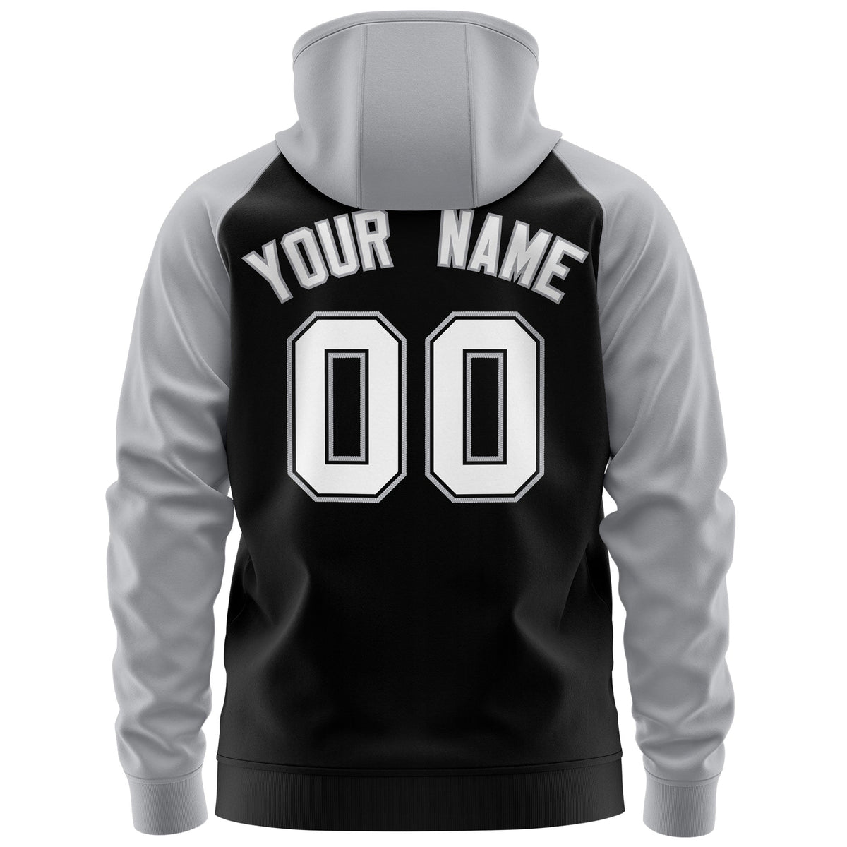 Custom Stitched Black White-Gray Raglan Sleeves Sports Full-Zip Sweatshirt Hoodie| KXKSHOP