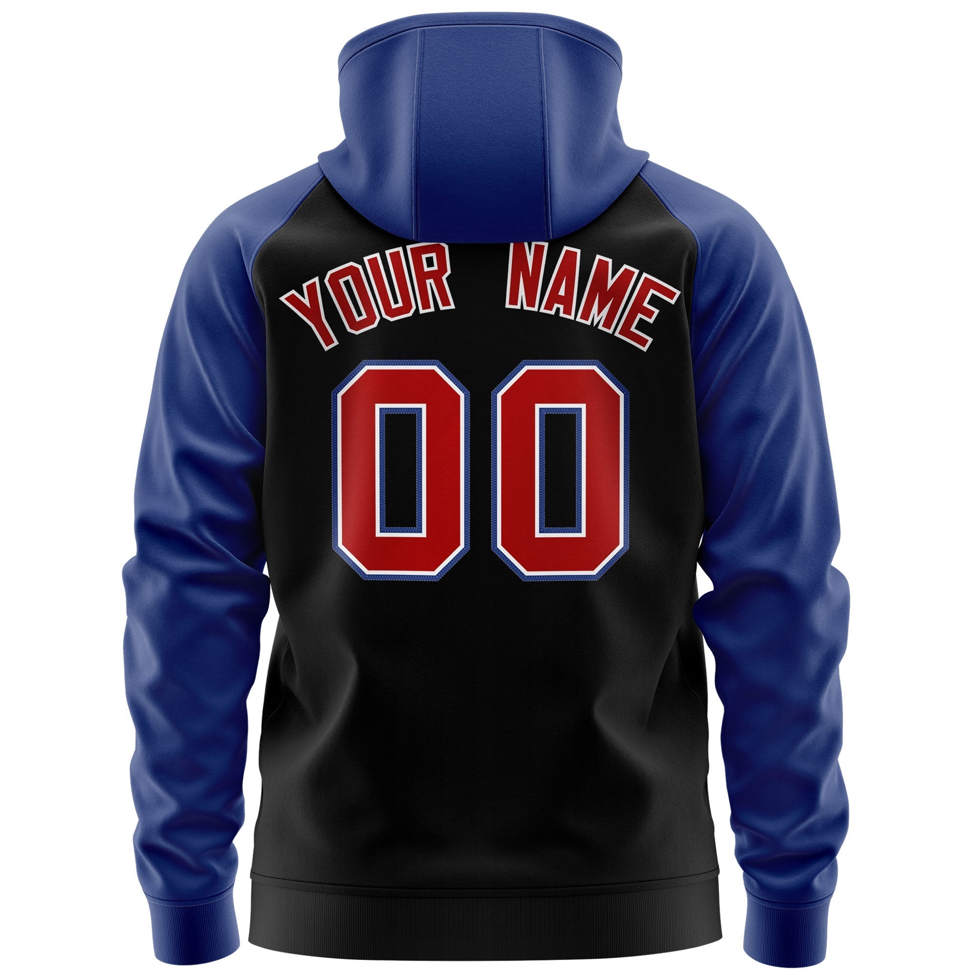 Custom Stitched Black Royal-Red Raglan Sleeves Sports Full-Zip Sweatshirt Hoodie| KXKSHOP