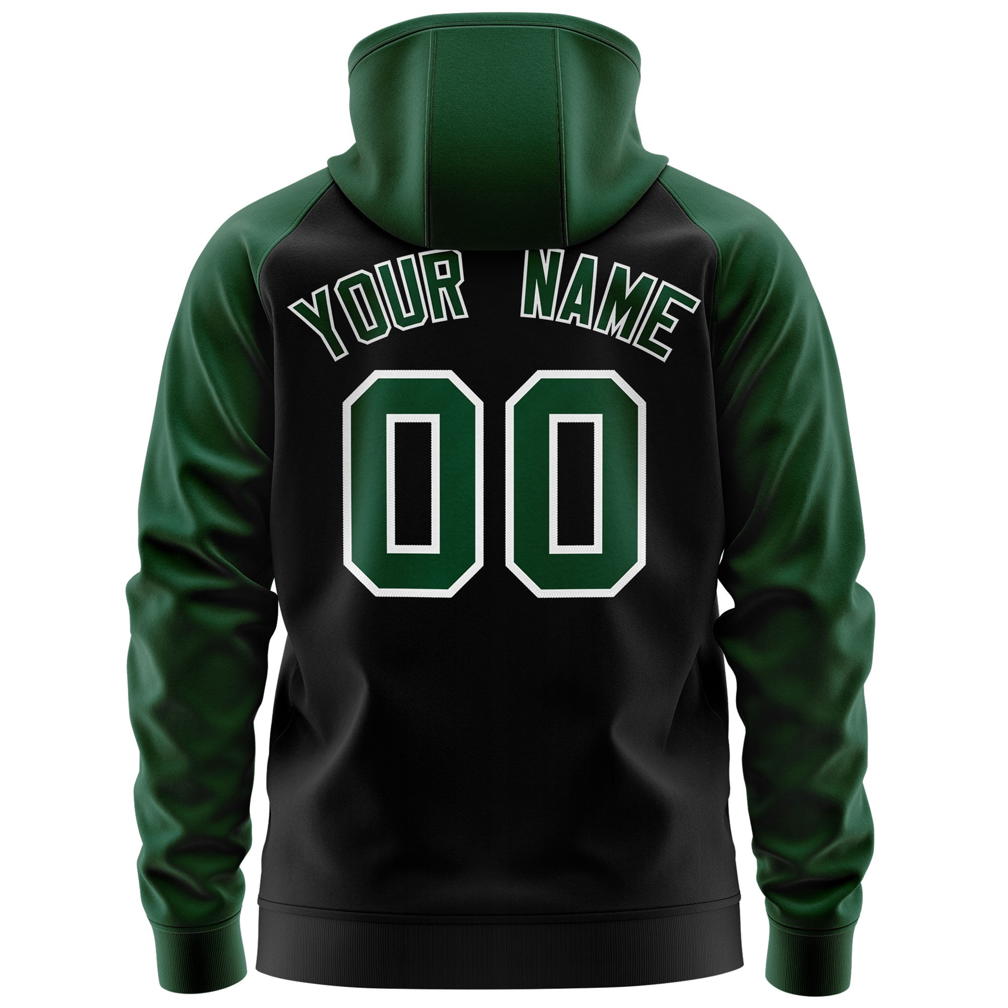Custom Stitched Black Green-White Raglan Sleeves Sports Full-Zip Sweatshirt Hoodie| KXKSHOP