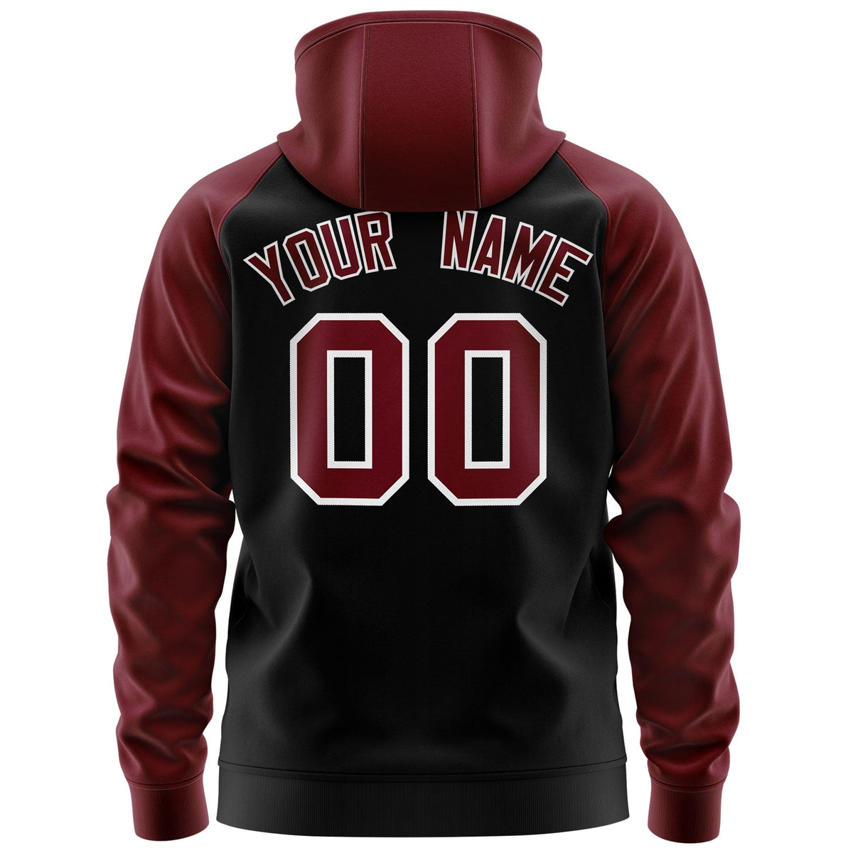 Custom Stitched Black Crimson-White Raglan Sleeves Sports Full-Zip Sweatshirt Hoodie| KXKSHOP