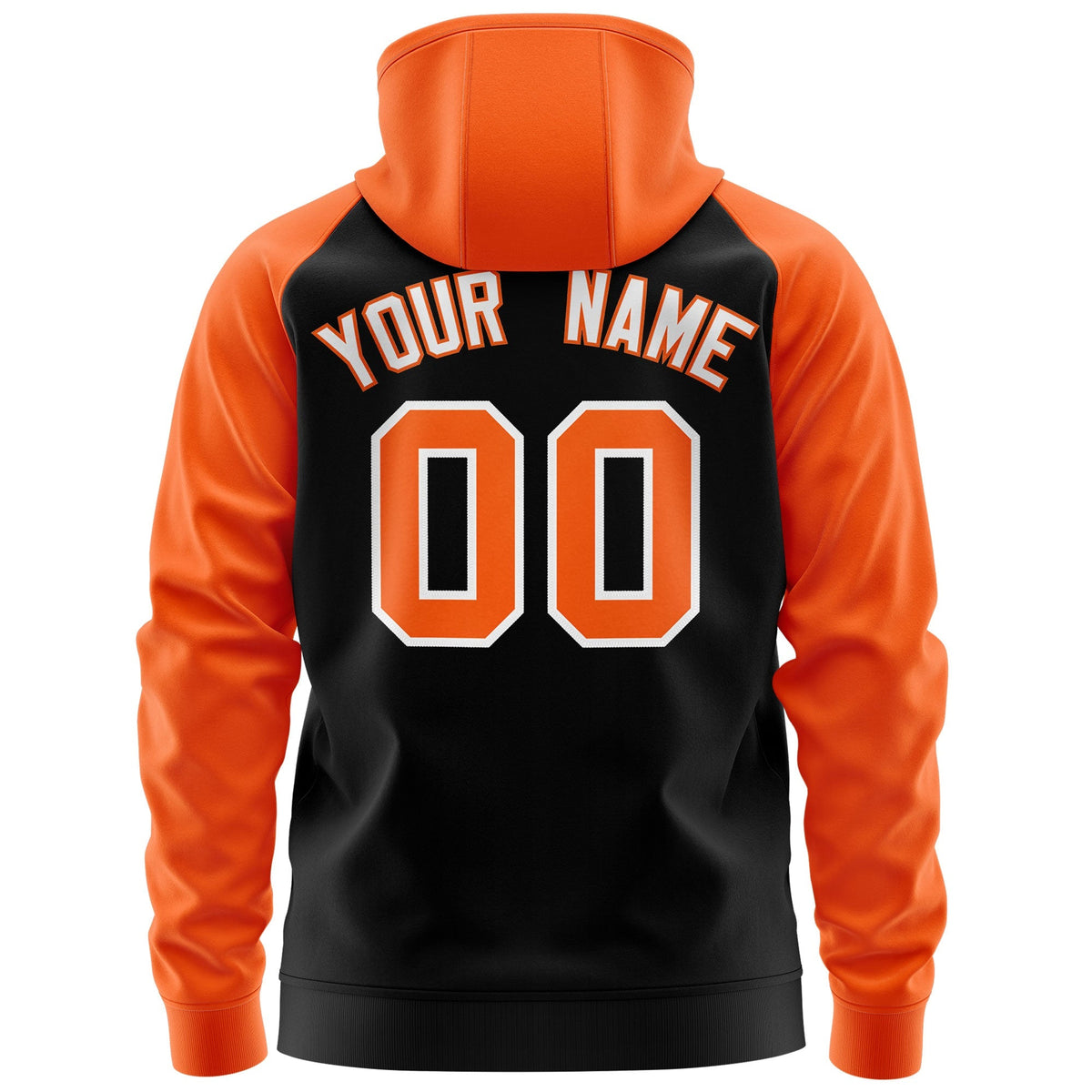 Custom Stitched Black Orange-White Raglan Sleeves Sports Full-Zip Sweatshirt Hoodie| KXKSHOP