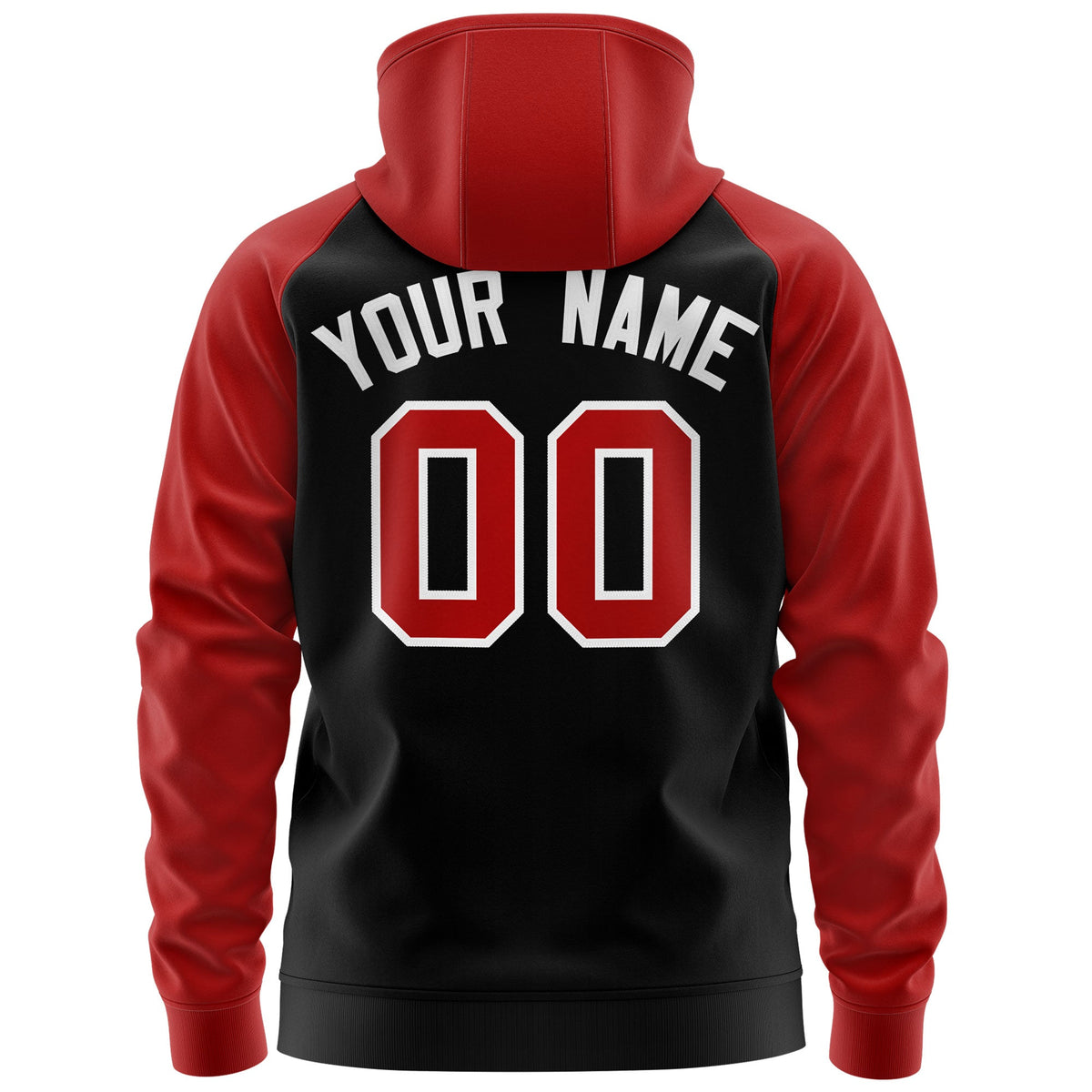 Custom Stitched Black Red-White Raglan Sleeves Sports Full-Zip Sweatshirt Hoodie| KXKSHOP