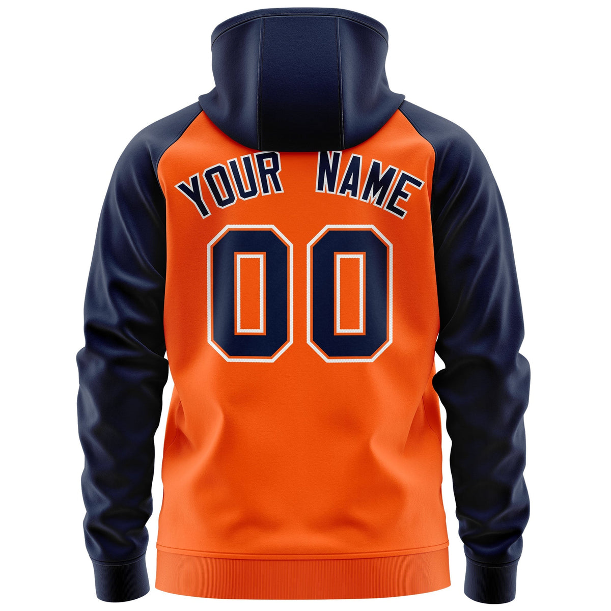 Custom Stitched Orange Navy-White Raglan Sleeves Sports Full-Zip Sweatshirt Hoodie| KXKSHOP