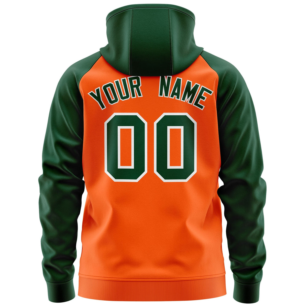 Custom Stitched Orange Green-White Raglan Sleeves Sports Full-Zip Sweatshirt Hoodie| KXKSHOP