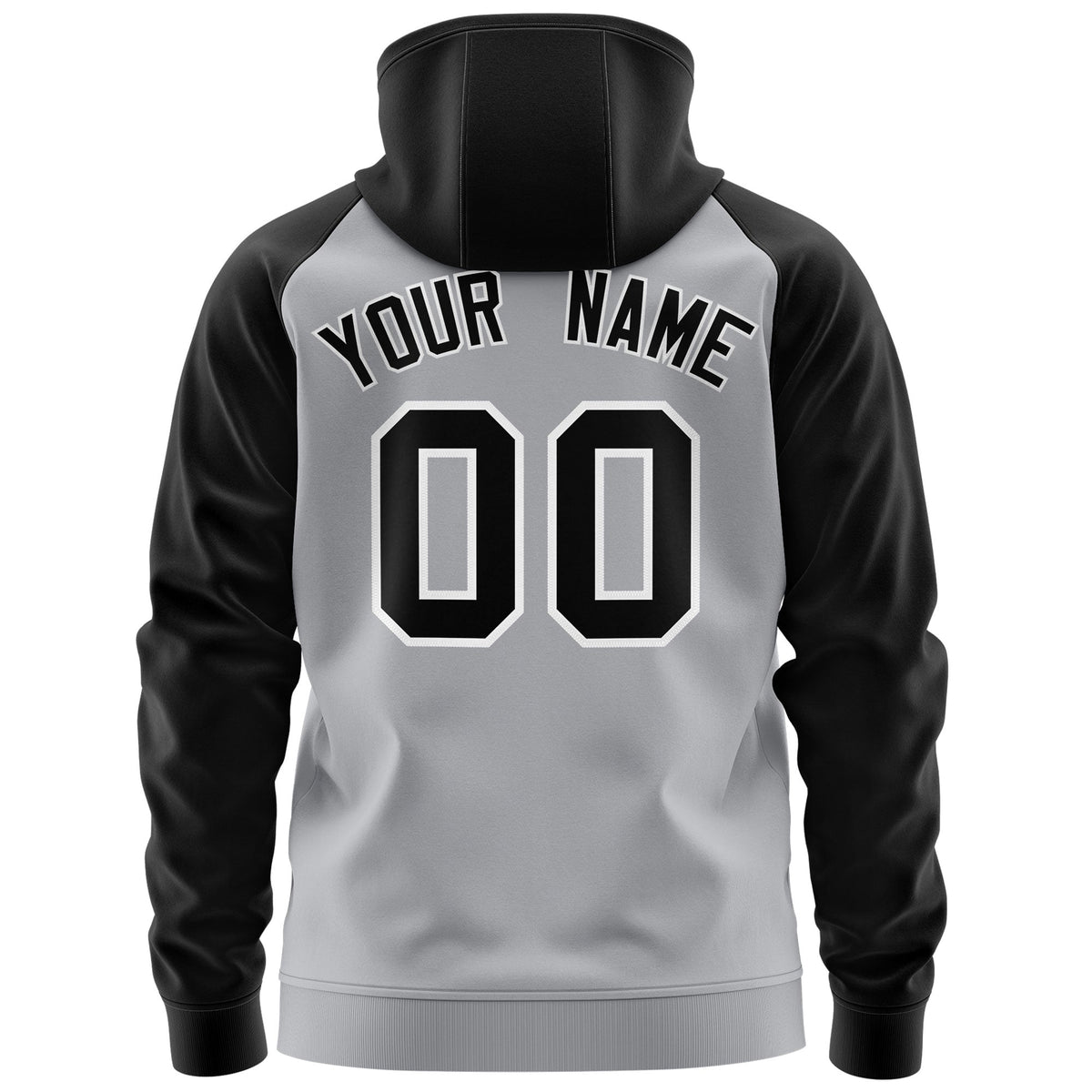 Custom Stitched Gray Black-White Raglan Sleeves Sports Full-Zip Sweatshirt Hoodie| KXKSHOP