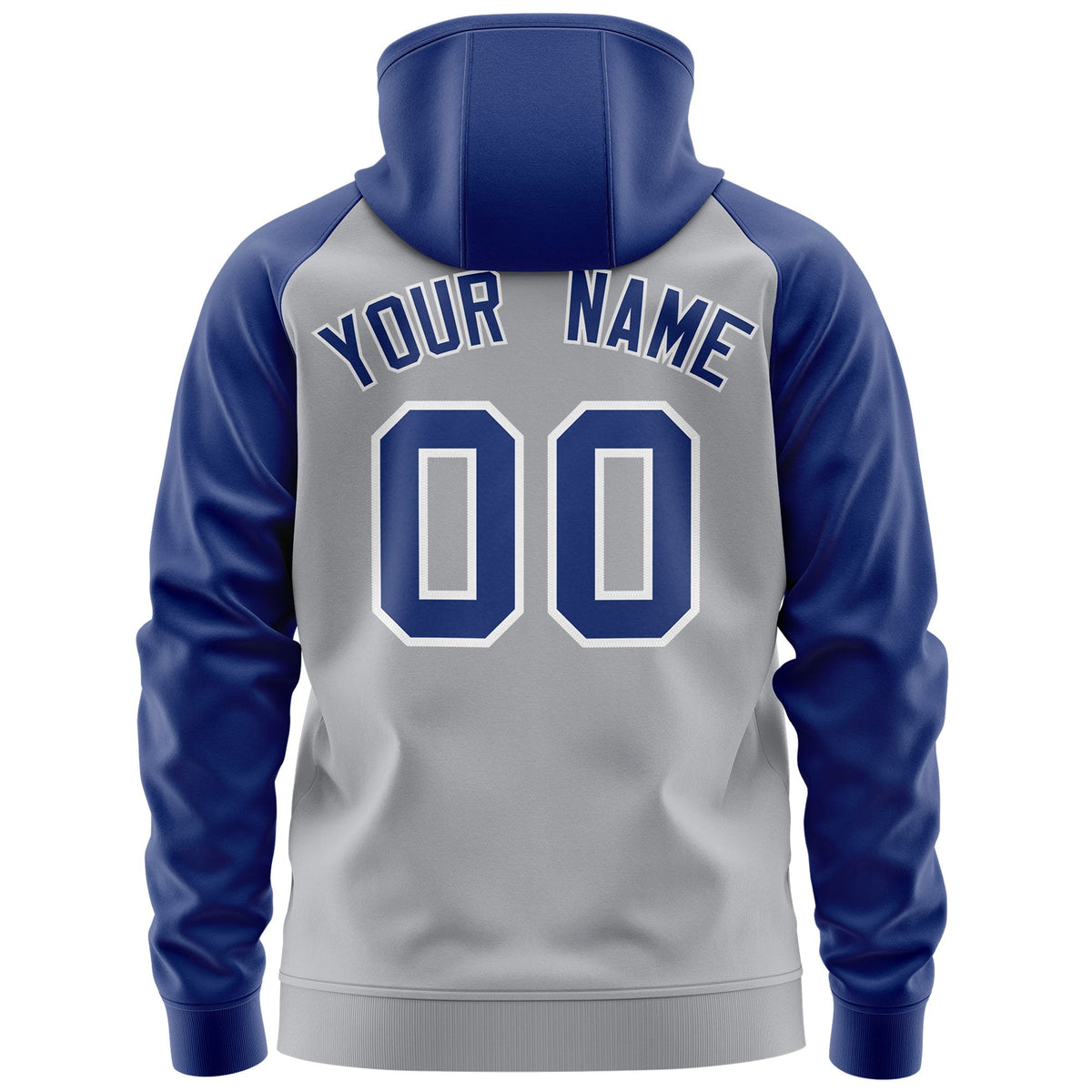 Custom Stitched Gray Royal-White Raglan Sleeves Sports Full-Zip Sweatshirt Hoodie| KXKSHOP